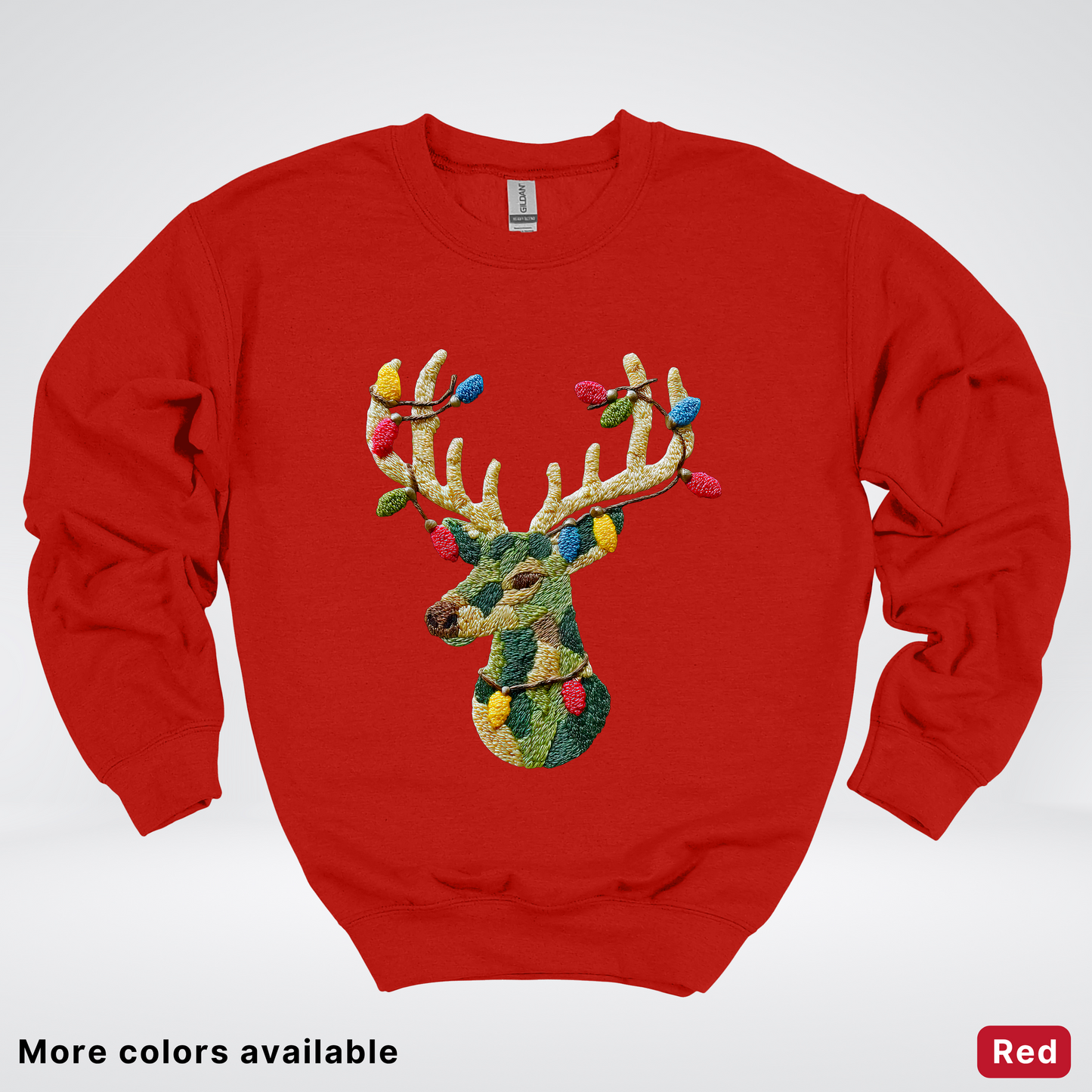 Festive Light-Up Reindeer Hook Yard Faux - Crewneck Sweatshirt