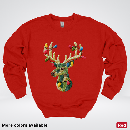 Festive Light-Up Reindeer Hook Yard Faux - Crewneck Sweatshirt