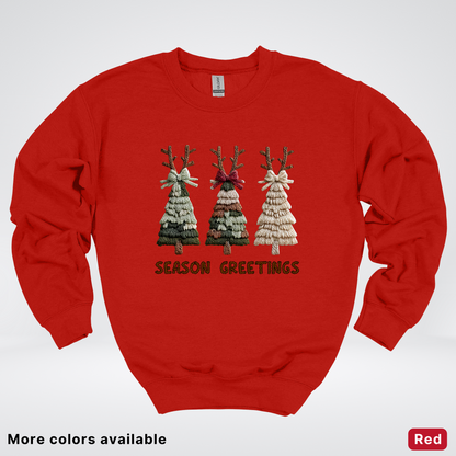 Rustic Christmas Tree Trio (Hook Yard Faux Look) - Crewneck Sweatshirt
