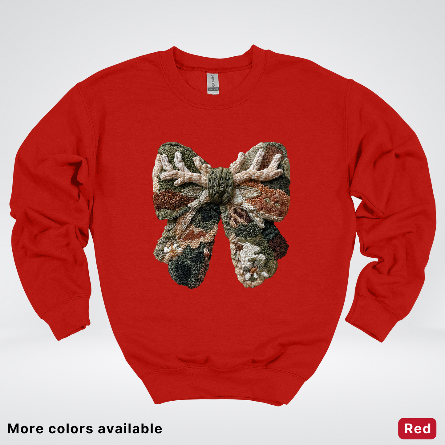 Woodland Winter Bow Hook Yard Faux - Crewneck Sweatshirt