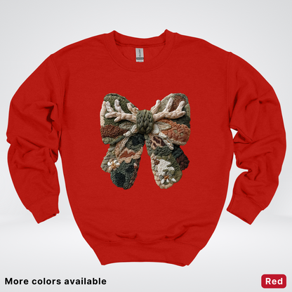 Woodland Winter Bow Hook Yard Faux - Crewneck Sweatshirt