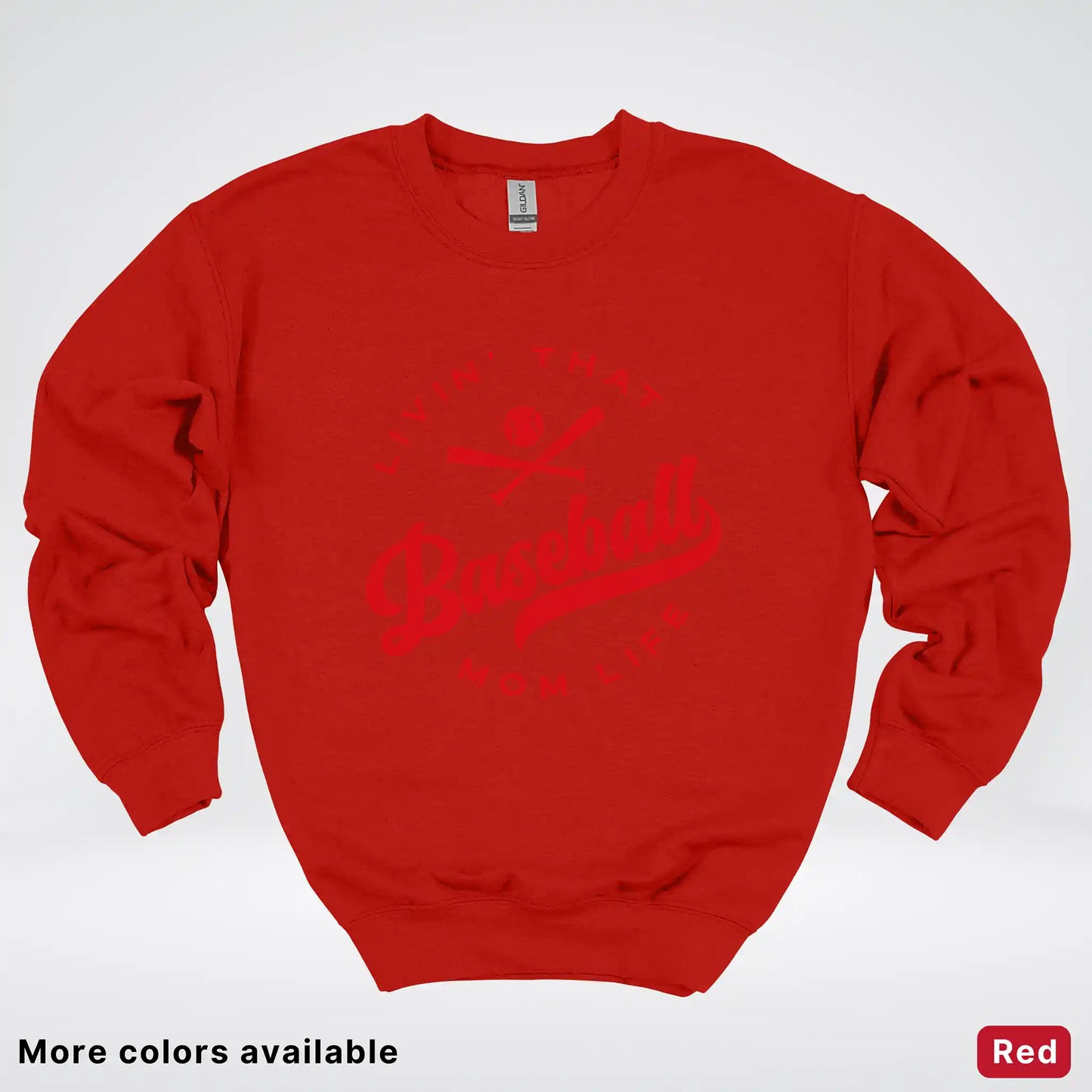 Livin' That Baseball Mom Life - Red Design - Crewneck Sweatshirt