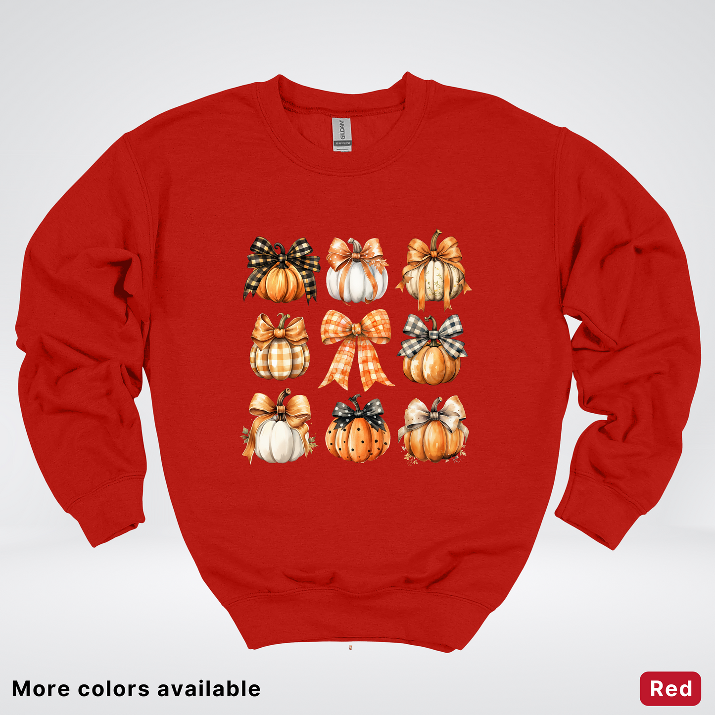 Flannel Bows & Pumpkin Coquette Fall Autumn - Crewneck Sweatshirt