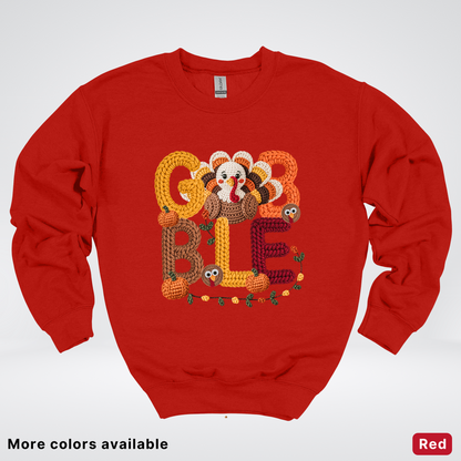 Turkey Gobble Pumpkin Fall Crochet - Crewneck Sweatshirts