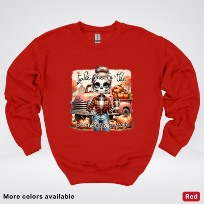Take Me To The Pumpkin Patch Skeleton - Crewneck Sweatshirts