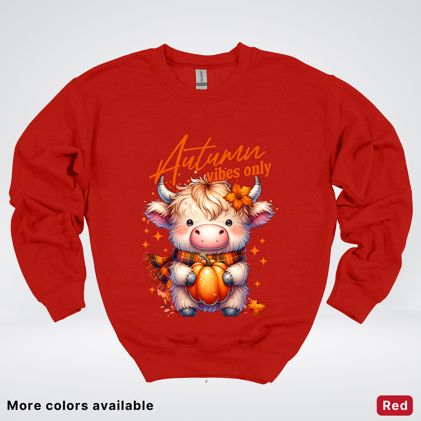 Autumn Fall Vibes Only Small Cow Calf Pumpkin - Crewneck Sweatshirt