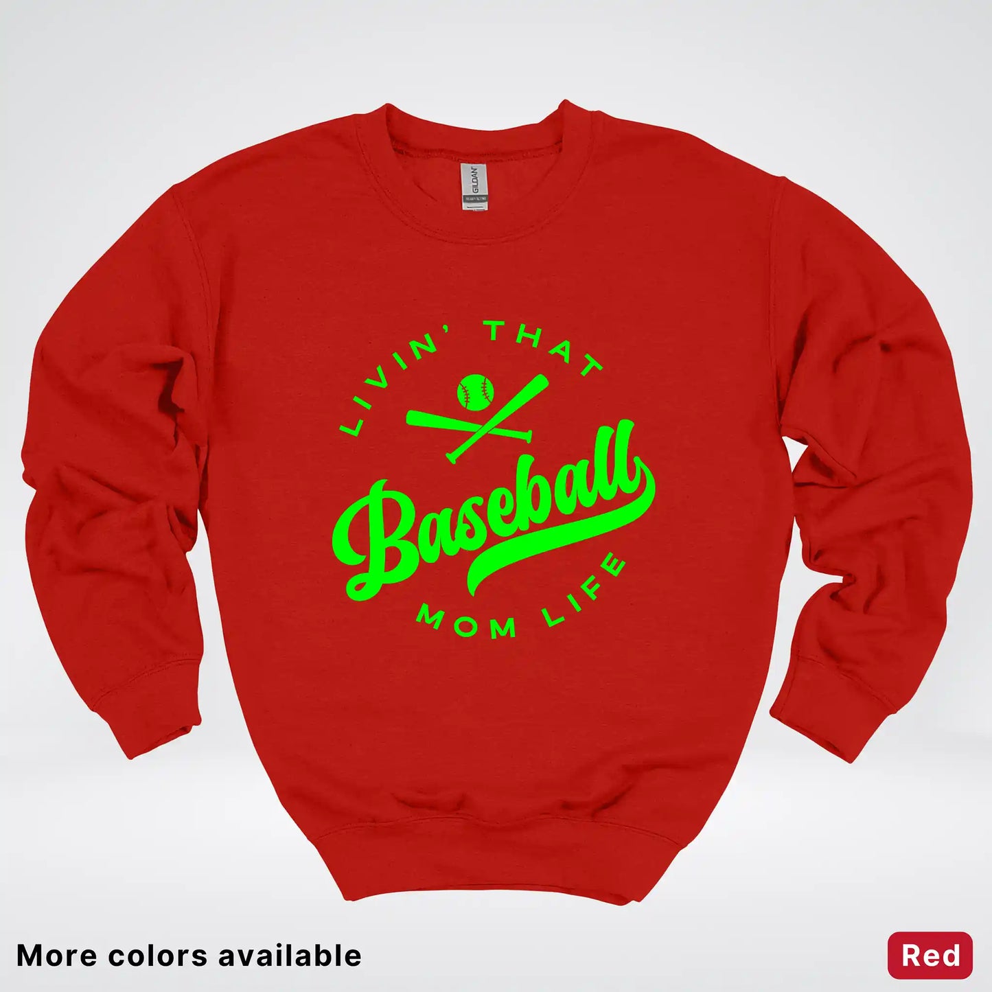Livin' That Baseball Mom Life - Green Design - Crewneck Sweatshirt