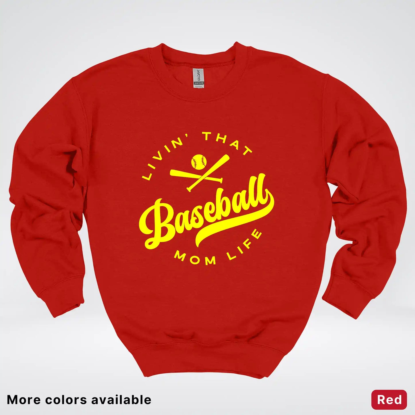 Livin' That Baseball Mom Life - Yellow Design - Crewneck Sweatshirt