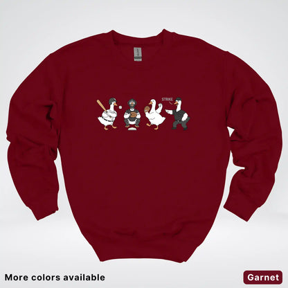 Baseball Goose Squad – Funny Baseball Goose Graphic Crewneck Sweatshirt