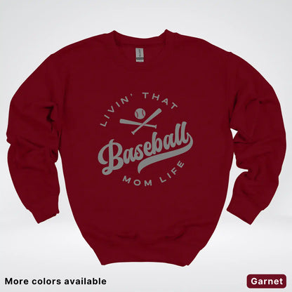 Livin' That Baseball Mom Life - Gray Design - Crewneck Sweatshirt
