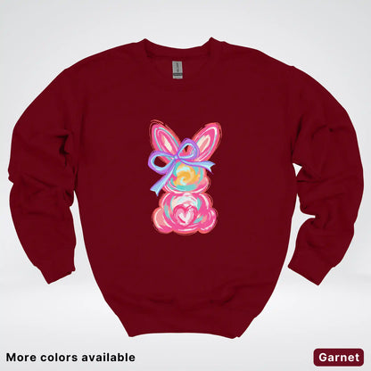 Coquette Easter Bunny – Pastel Bow Bunny Spring Graphic - Crewneck Sweatshirt