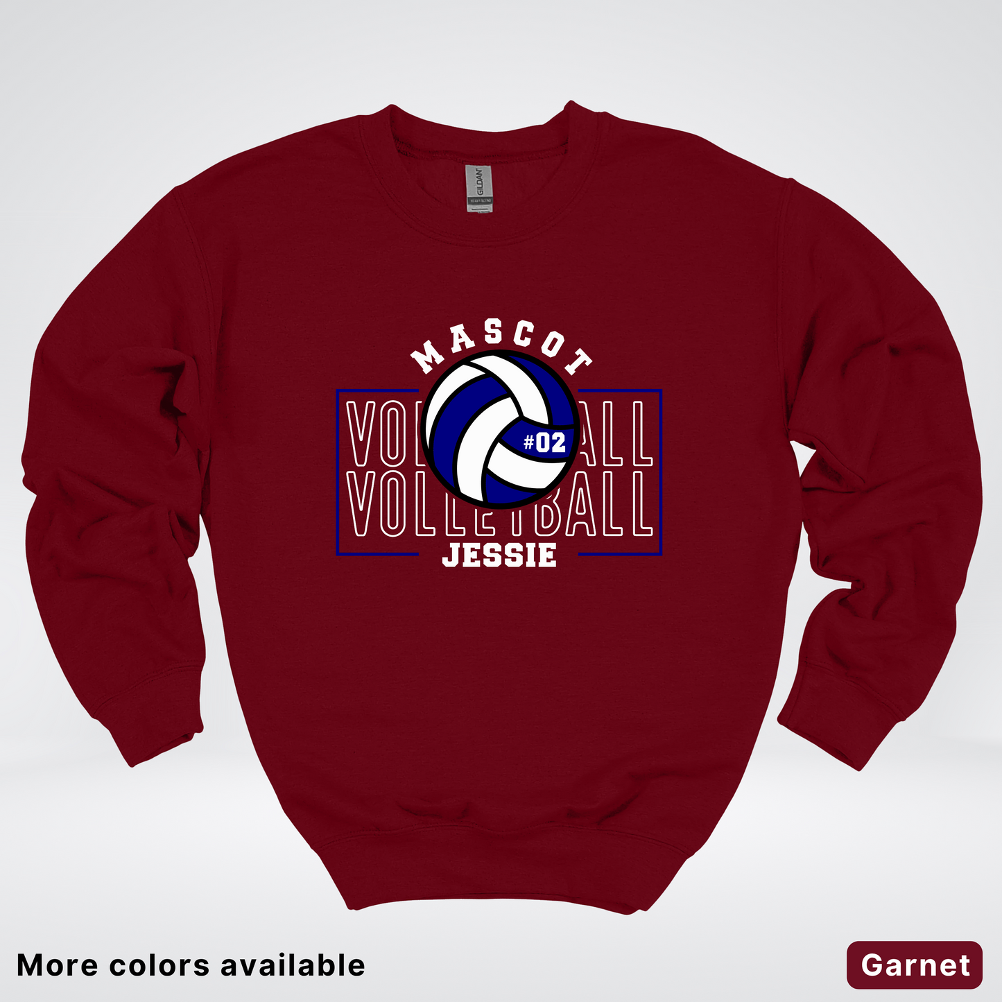 Custom Mascot, Number, & Name – Navy - Volleyball Design 13 Crewneck Sweatshirt