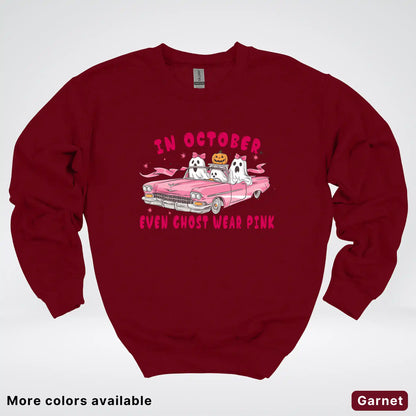 In October Even Ghost Wear Pink Breast Cancer Awareness Crewneck Sweatshirt