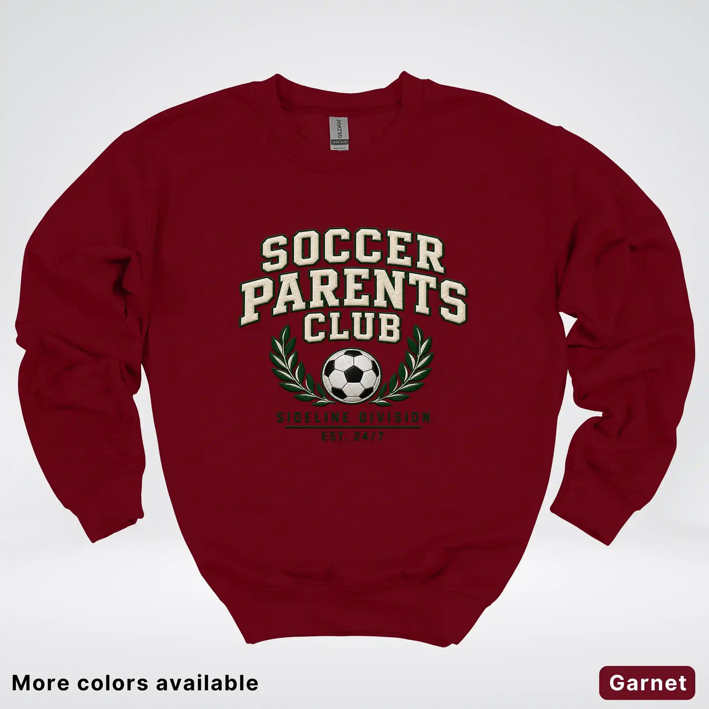 Soccer Parents Club Faux Embroidery Sideline Crewneck Sweatshirt