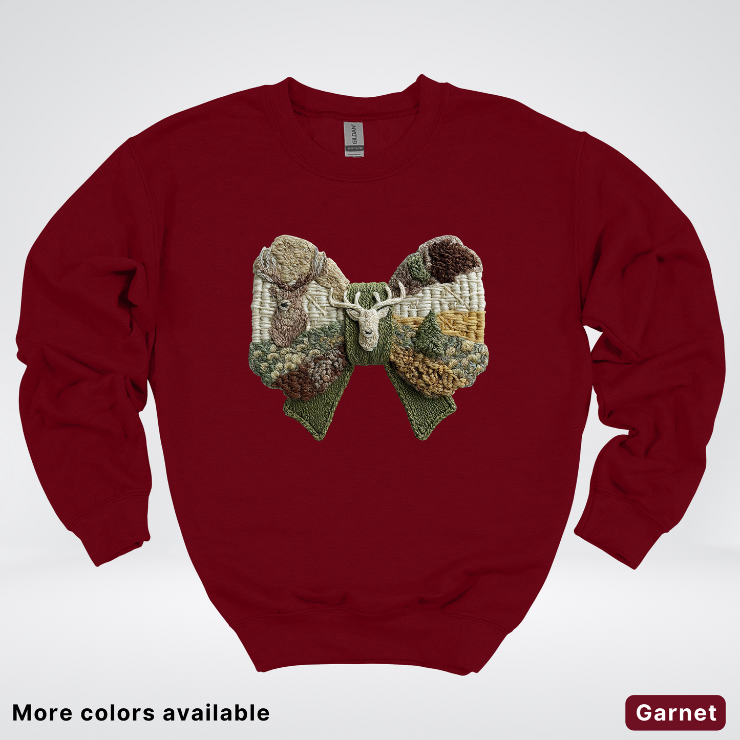 Rocking Horse Holiday Bow – Hook Yard Faux Look - Crewneck Sweatshirt