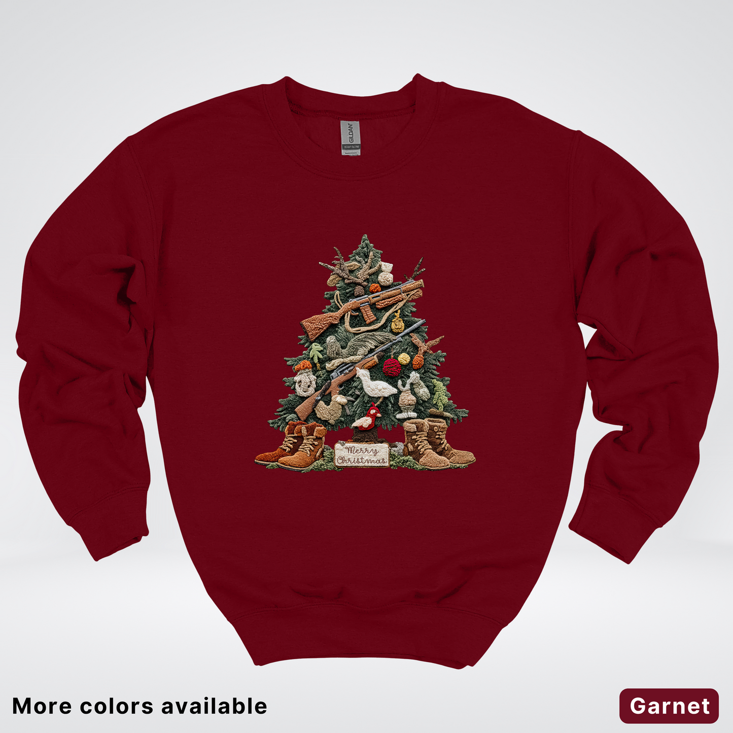 Rustic Holiday Tree & Boots (Hook Yard Faux) - Crewneck Sweatshirt