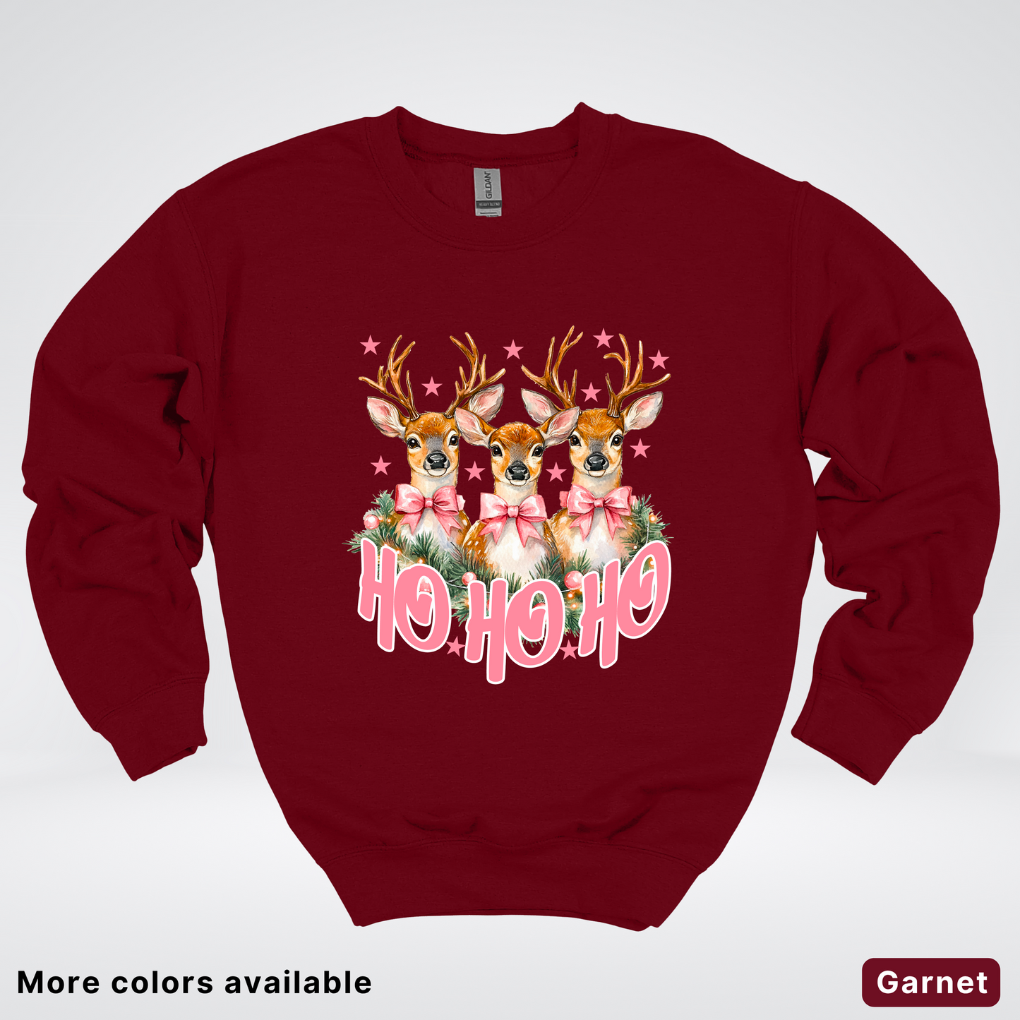 Ho Ho Ho Pink Deer Trio - Crewneck Sweatshirt
