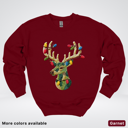 Festive Light-Up Reindeer Hook Yard Faux - Crewneck Sweatshirt