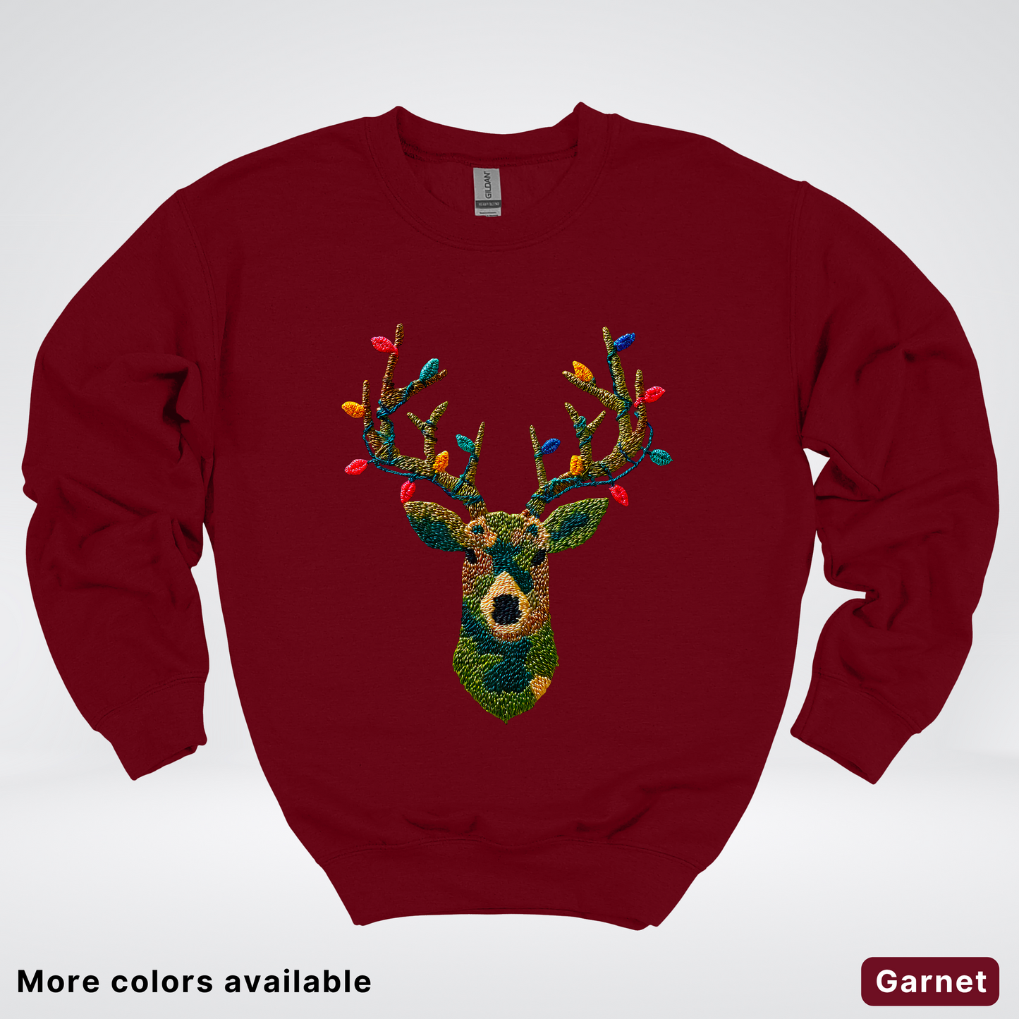 Rustic Reindeer Lights – Hook Yard Faux Texture - Crewneck Sweatshirt