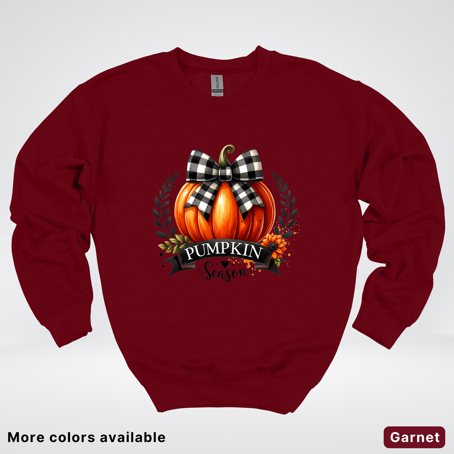 Pumpkin Season Black Plaid Bow - Sweatshirt