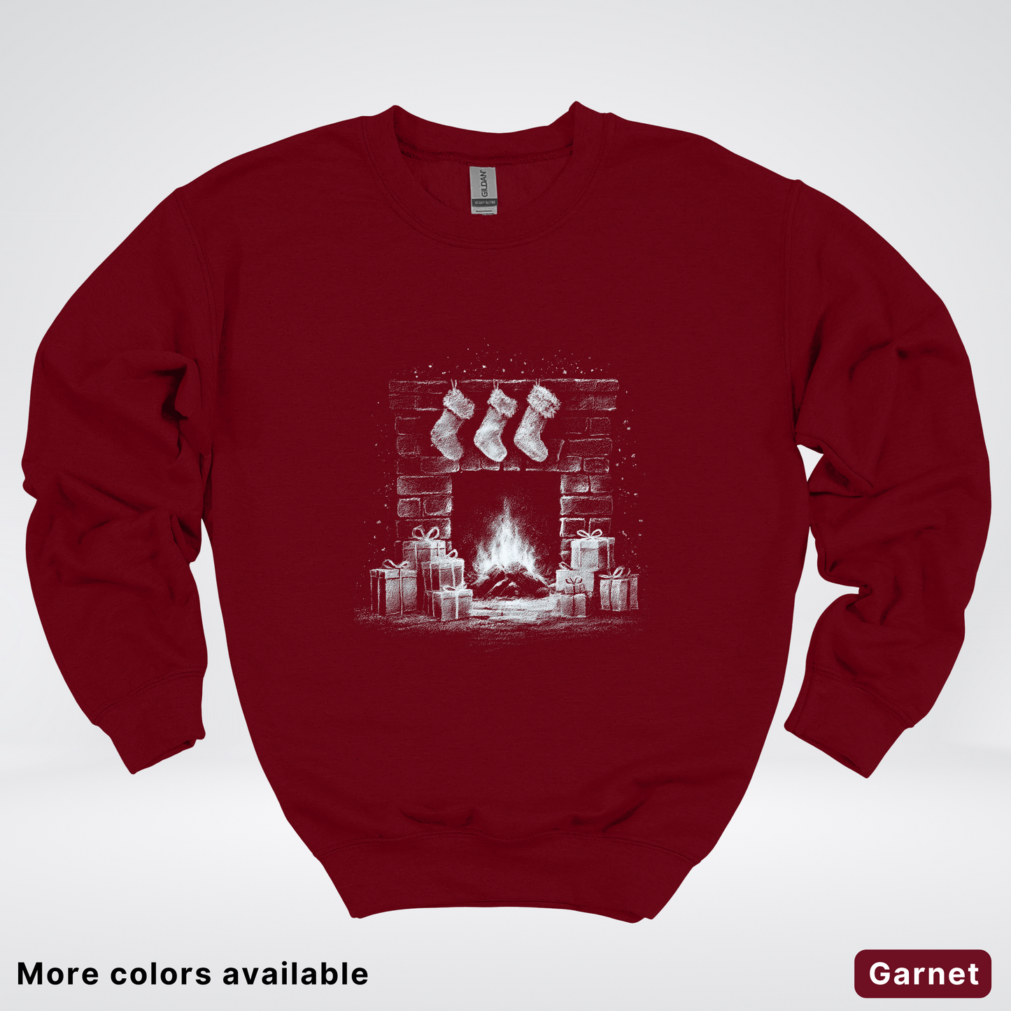 Vintage Christmas Fireplace Scene - Crewneck Sweatshirt