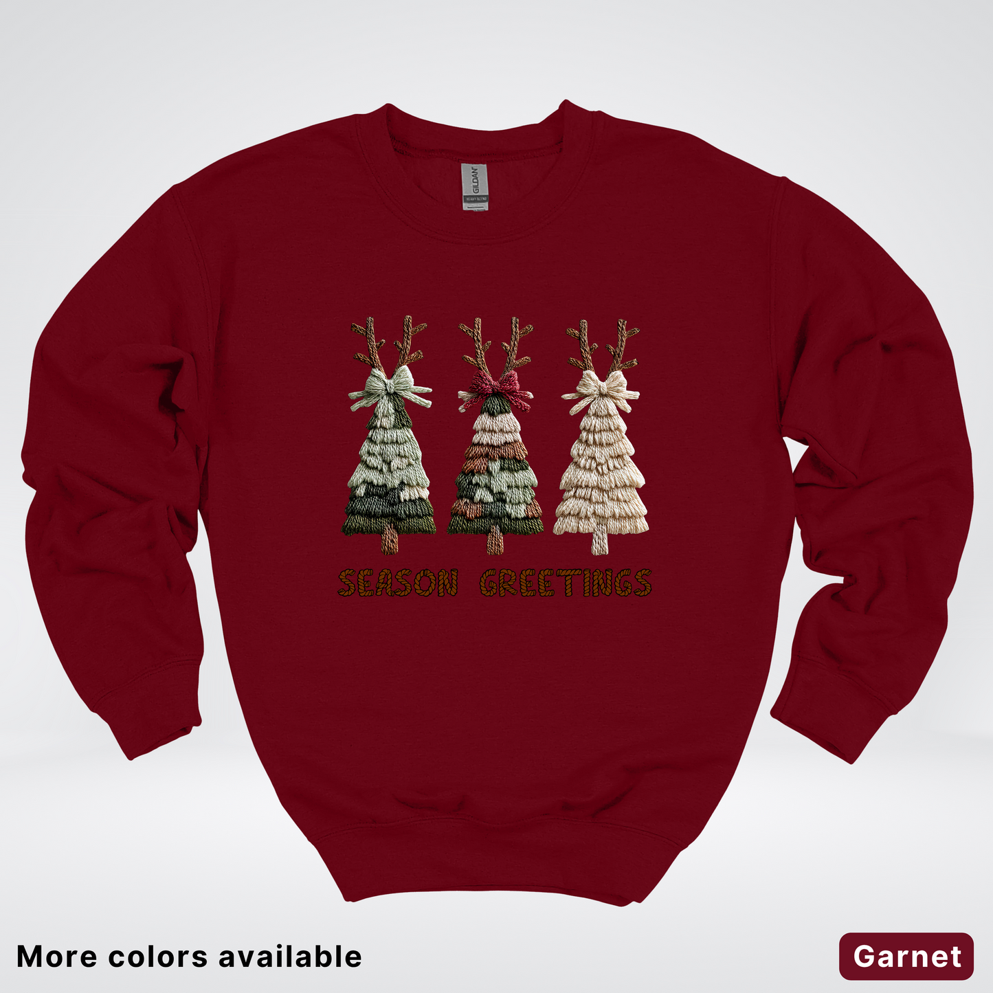 Rustic Christmas Tree Trio (Hook Yard Faux Look) - Crewneck Sweatshirt