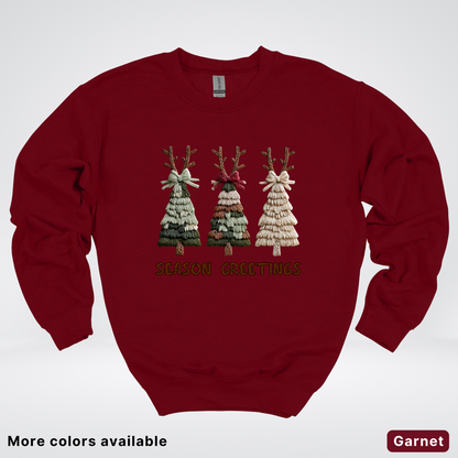 Rustic Christmas Tree Trio (Hook Yard Faux Look) - Crewneck Sweatshirt