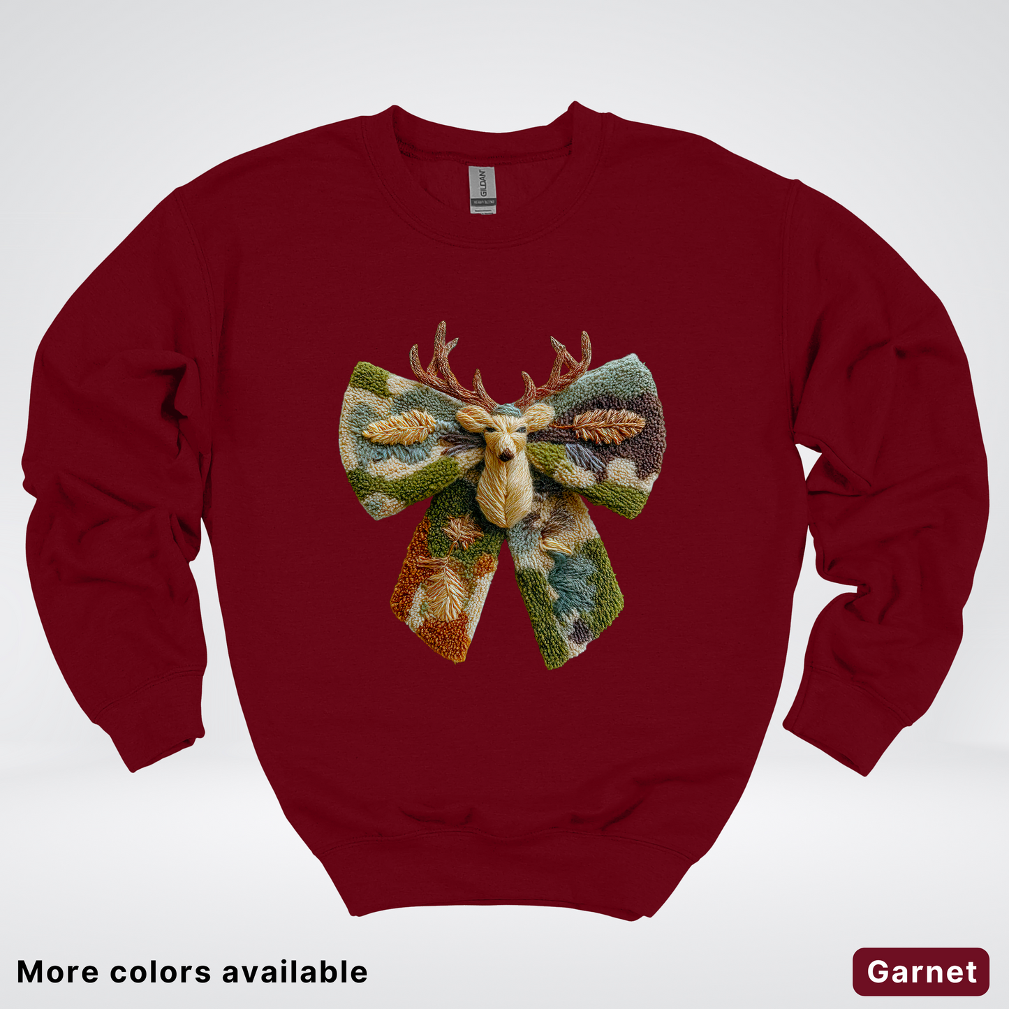 Neutral Woodland Bow Hook Yard Faux - Crewneck Sweatshirt