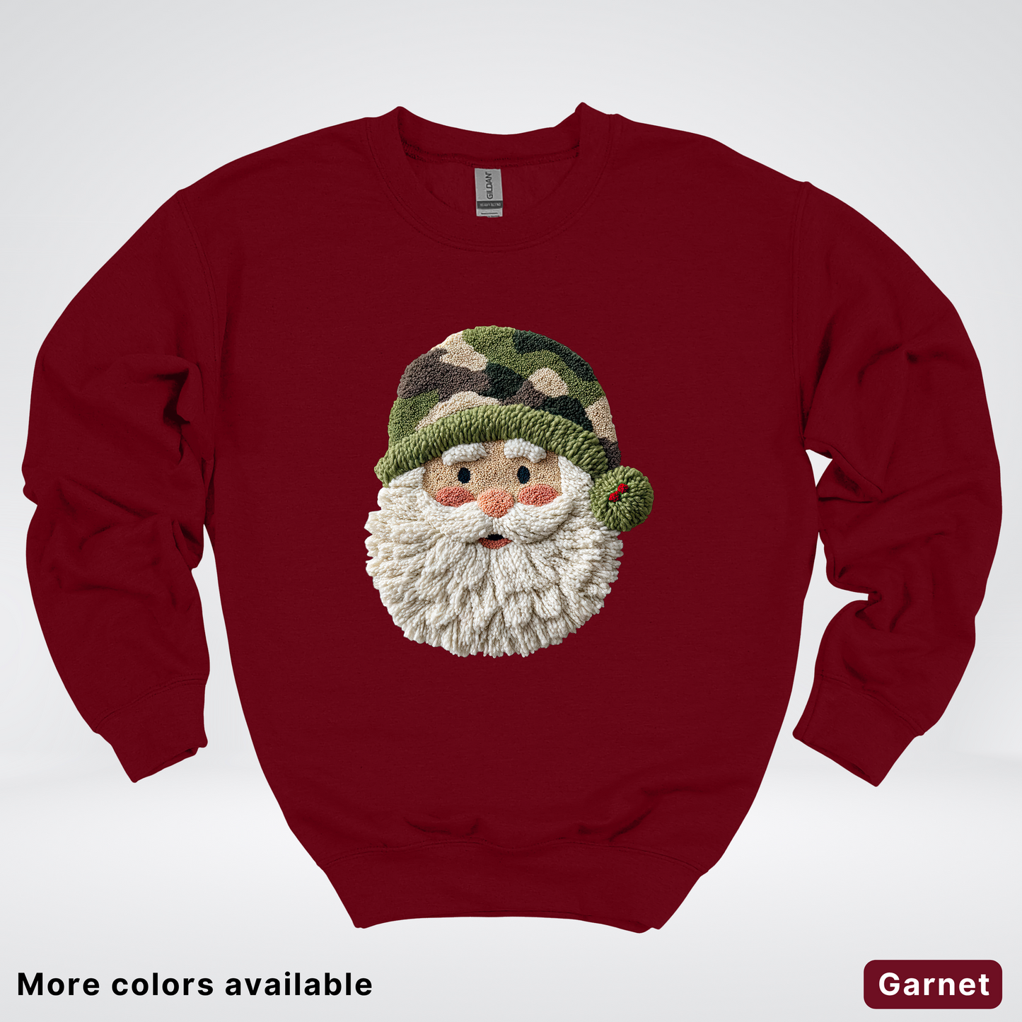 Woodland Santa Face (Hook Yard Faux Texture) - Crewneck Sweatshirt