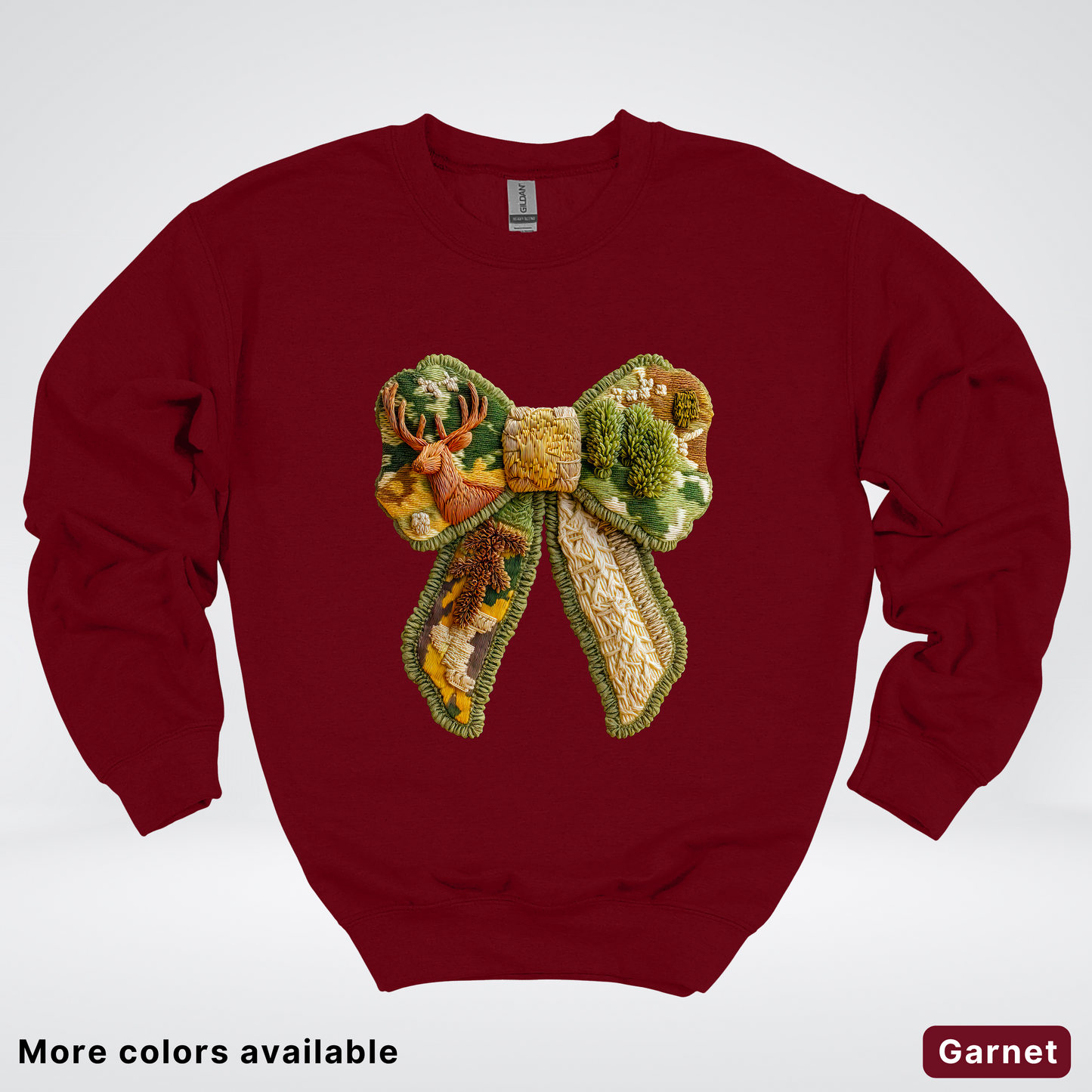 Forest Berry Bow Hook Yard Faux Look - Crewneck Sweatshirt