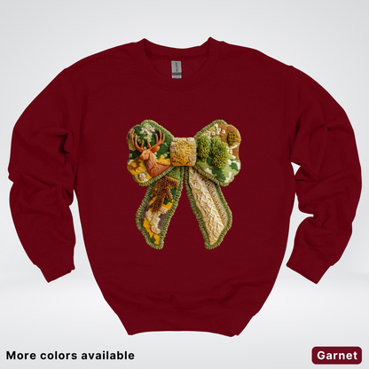 Forest Berry Bow Hook Yard Faux Look - Crewneck Sweatshirt