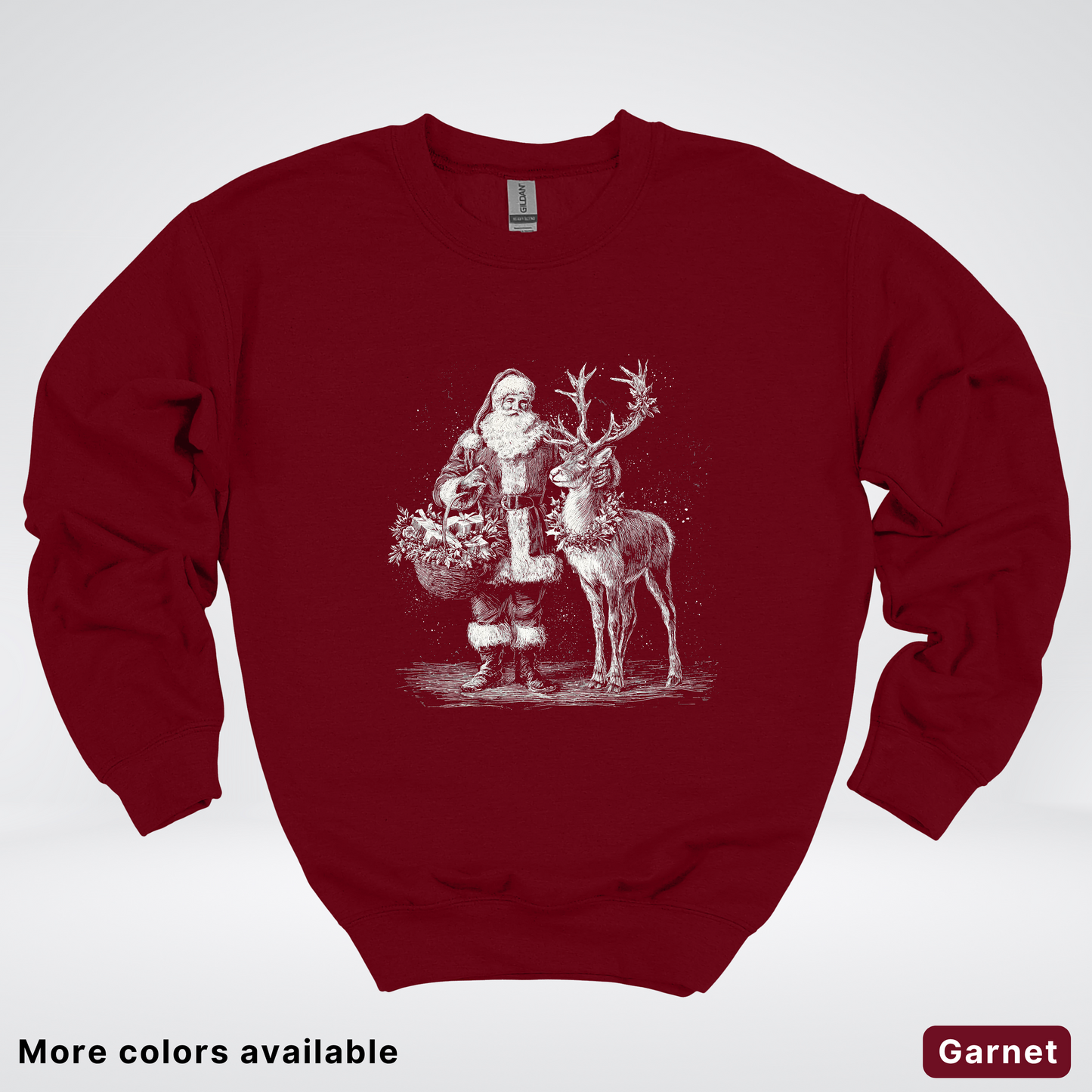 Vintage Santa and Reindeer - Crewneck Sweatshirt