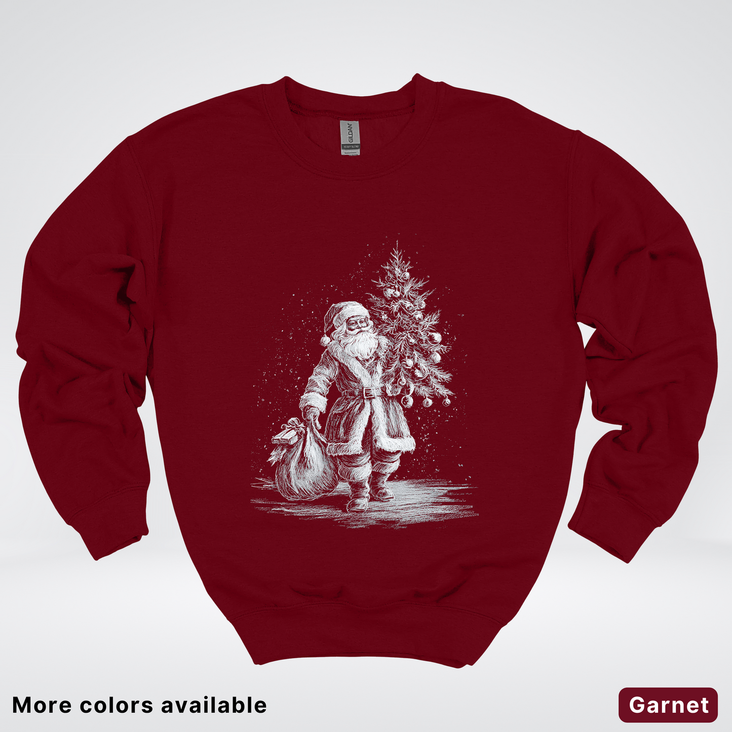 Vintage Santa with Christmas Tree - Crewneck Sweatshirt
