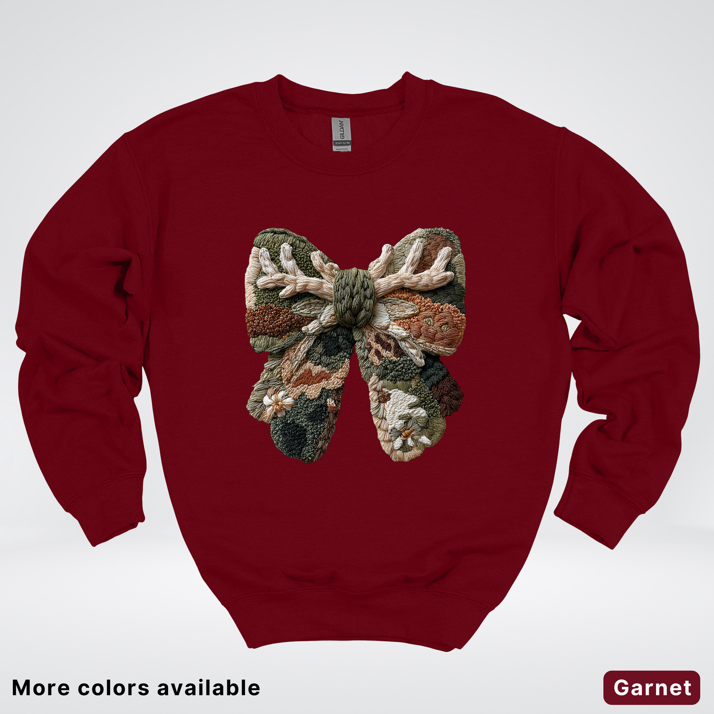 Woodland Winter Bow Hook Yard Faux - Crewneck Sweatshirt