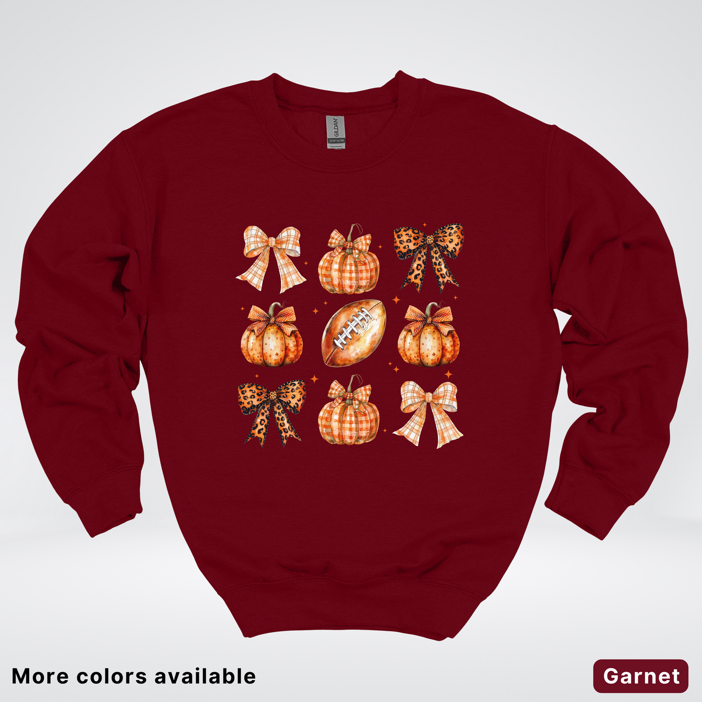 Football Coquette Ribbon Bow Plaid Pumpkin Fall - Sweatshirt