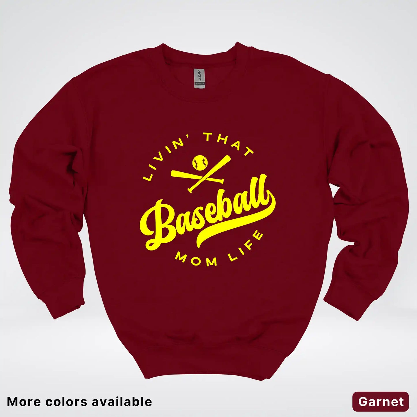 Livin' That Baseball Mom Life - Yellow Design - Crewneck Sweatshirt