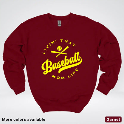 Livin' That Baseball Mom Life - Yellow Design - Crewneck Sweatshirt