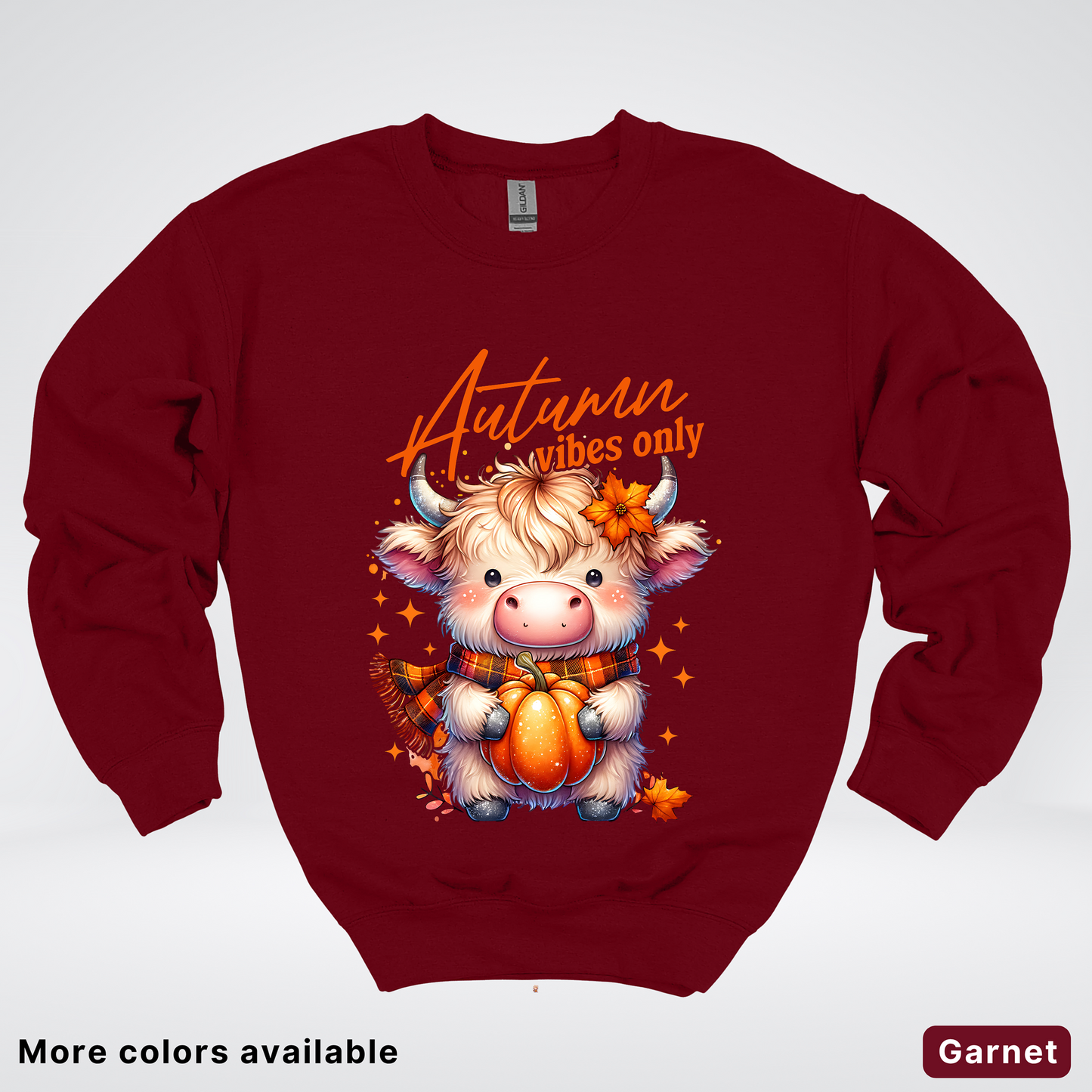 Autumn Fall Vibes Only Small Cow Calf Pumpkin - Crewneck Sweatshirt