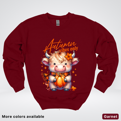 Autumn Fall Vibes Only Small Cow Calf Pumpkin - Crewneck Sweatshirt