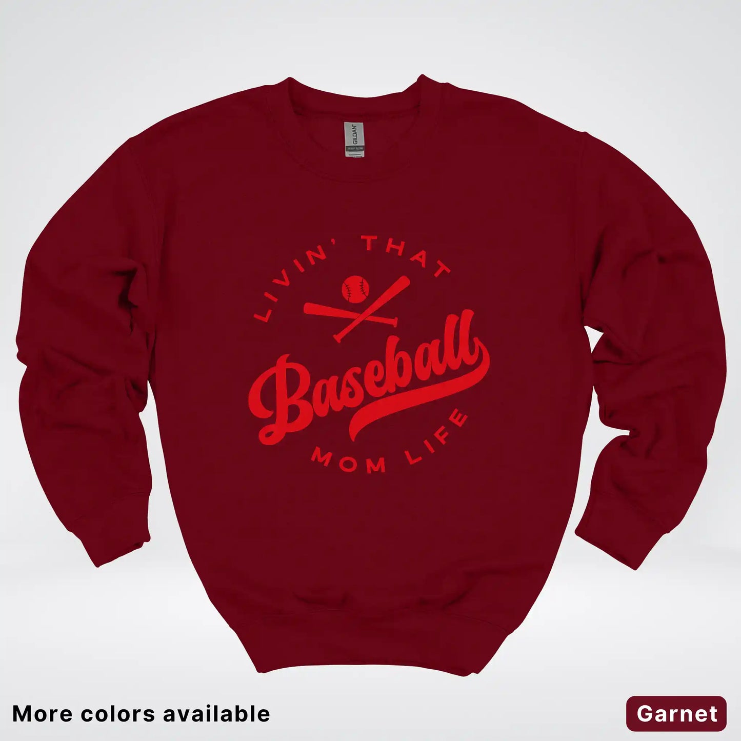 Livin' That Baseball Mom Life - Red Design - Crewneck Sweatshirt