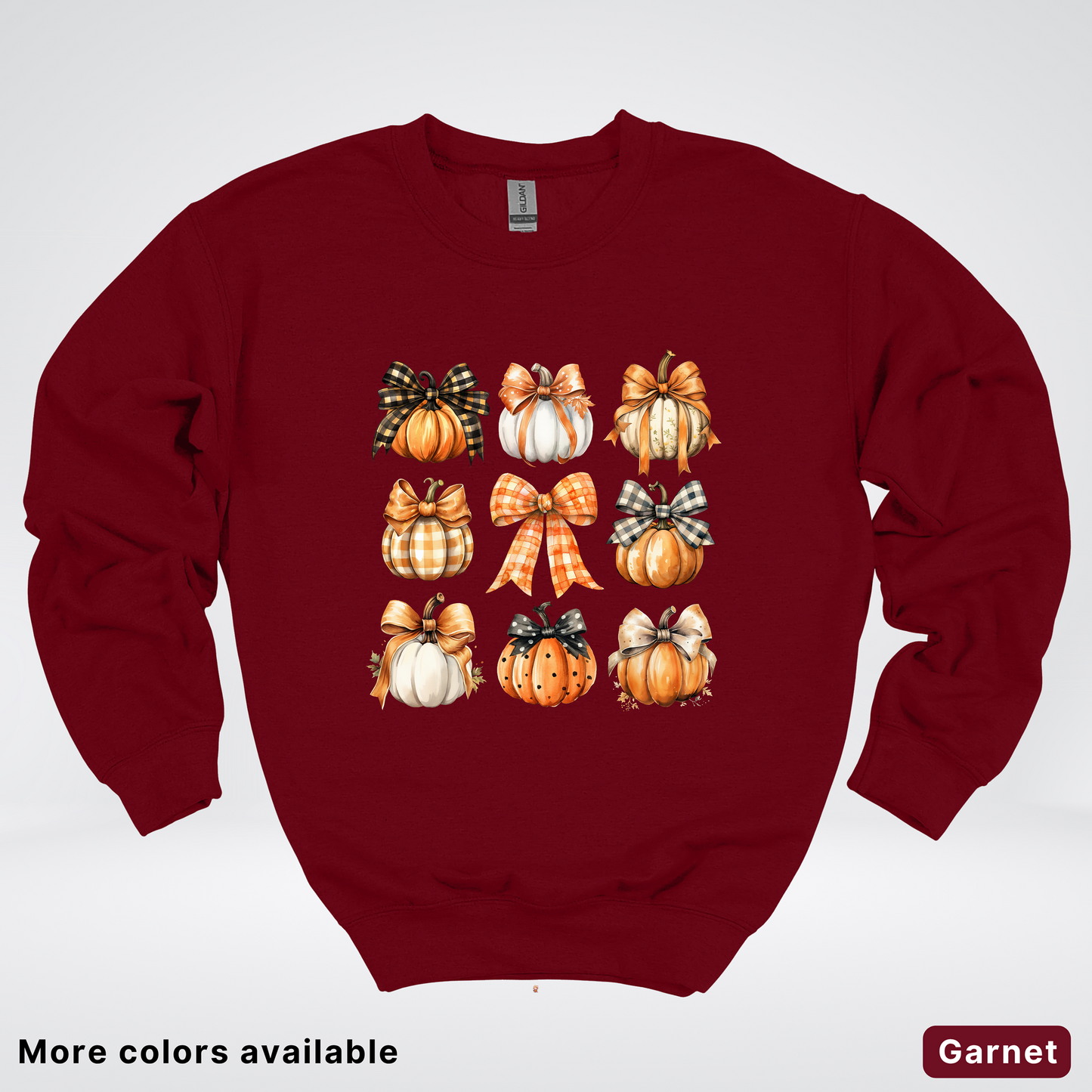Flannel Bows & Pumpkin Coquette Fall Autumn - Crewneck Sweatshirt