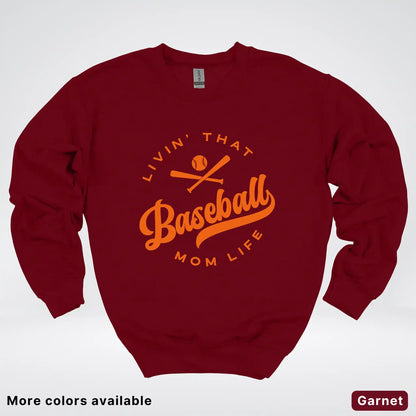 Livin' That Baseball Mom Life – Orange Design - Crewneck Sweatshirt