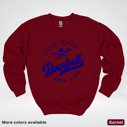 Livin' That Baseball Mom Life - Navy Design - Crewneck Sweatshirt