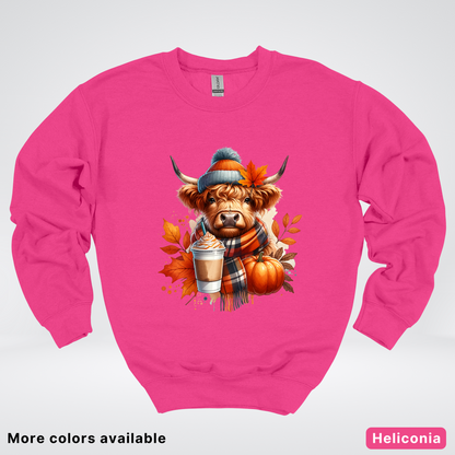 Fall Cow Cold Brew Coffee Pumpkin - Crewneck Sweatshirts