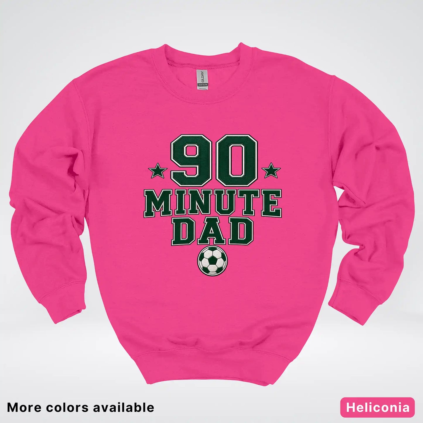 90 Minute Dad – Faux Embroidery Soccer Dad Crewneck Sweatshirt