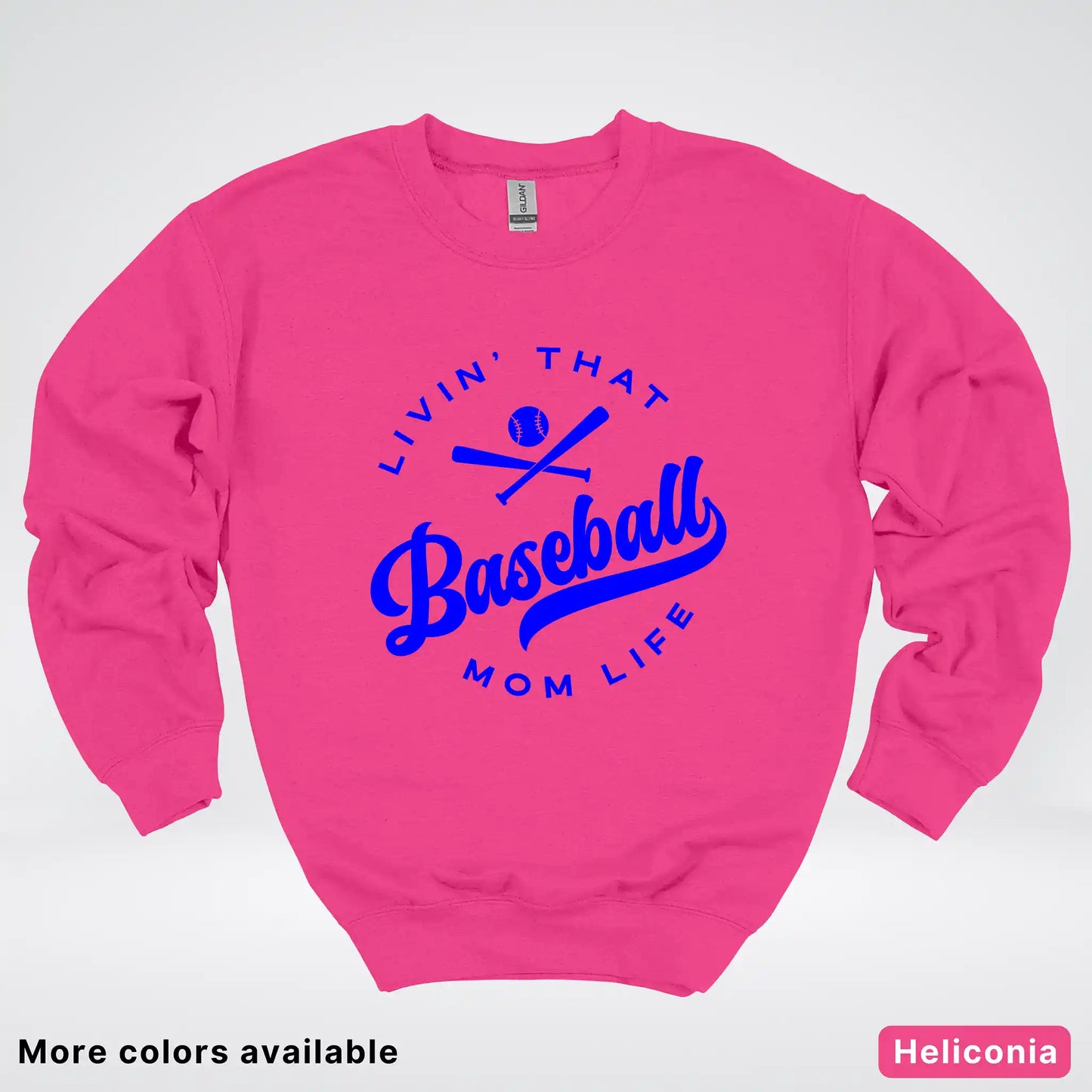 Livin' That Baseball Mom Life - Blue Design - Crewneck Sweatshirt