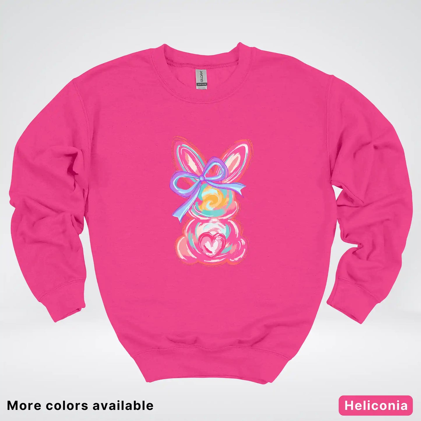 Coquette Easter Bunny – Pastel Bow Bunny Spring Graphic - Crewneck Sweatshirt