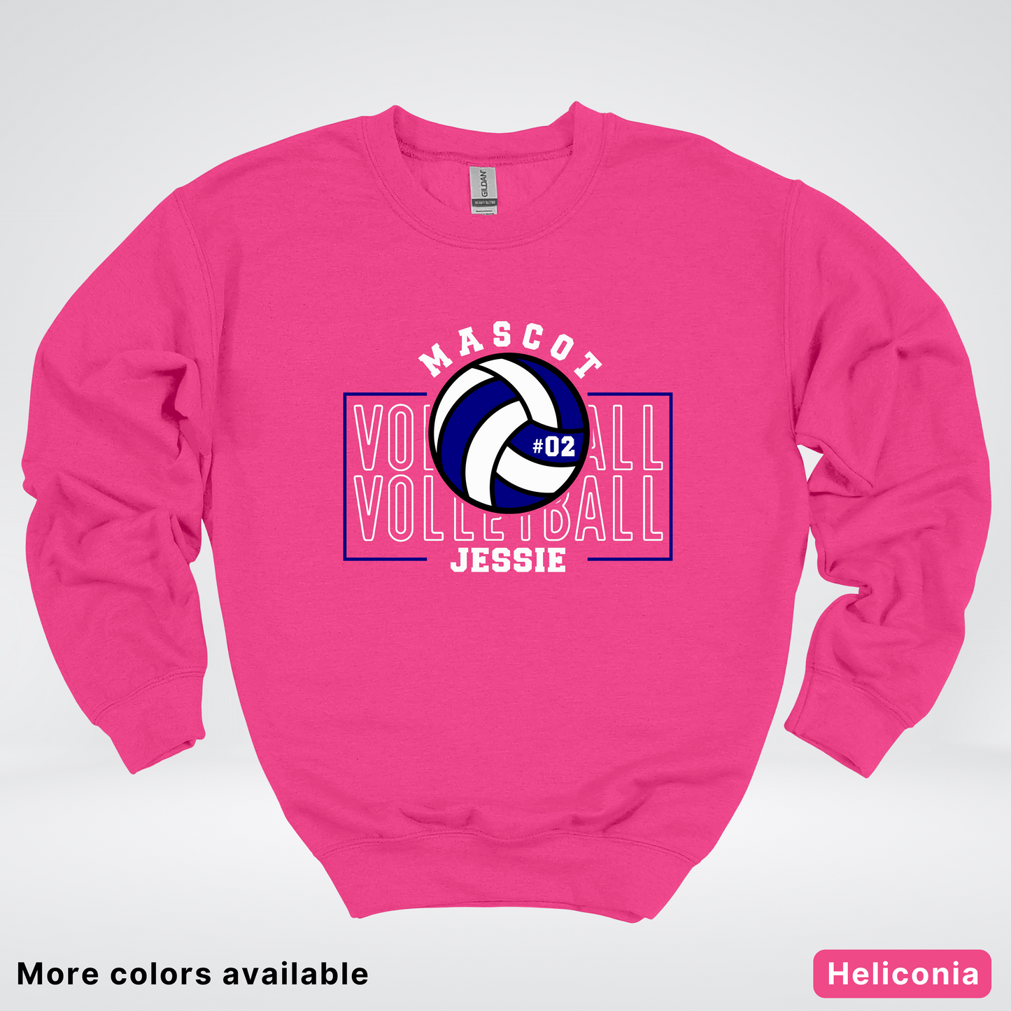 Custom Mascot, Number, & Name – Navy - Volleyball Design 13 Crewneck Sweatshirt
