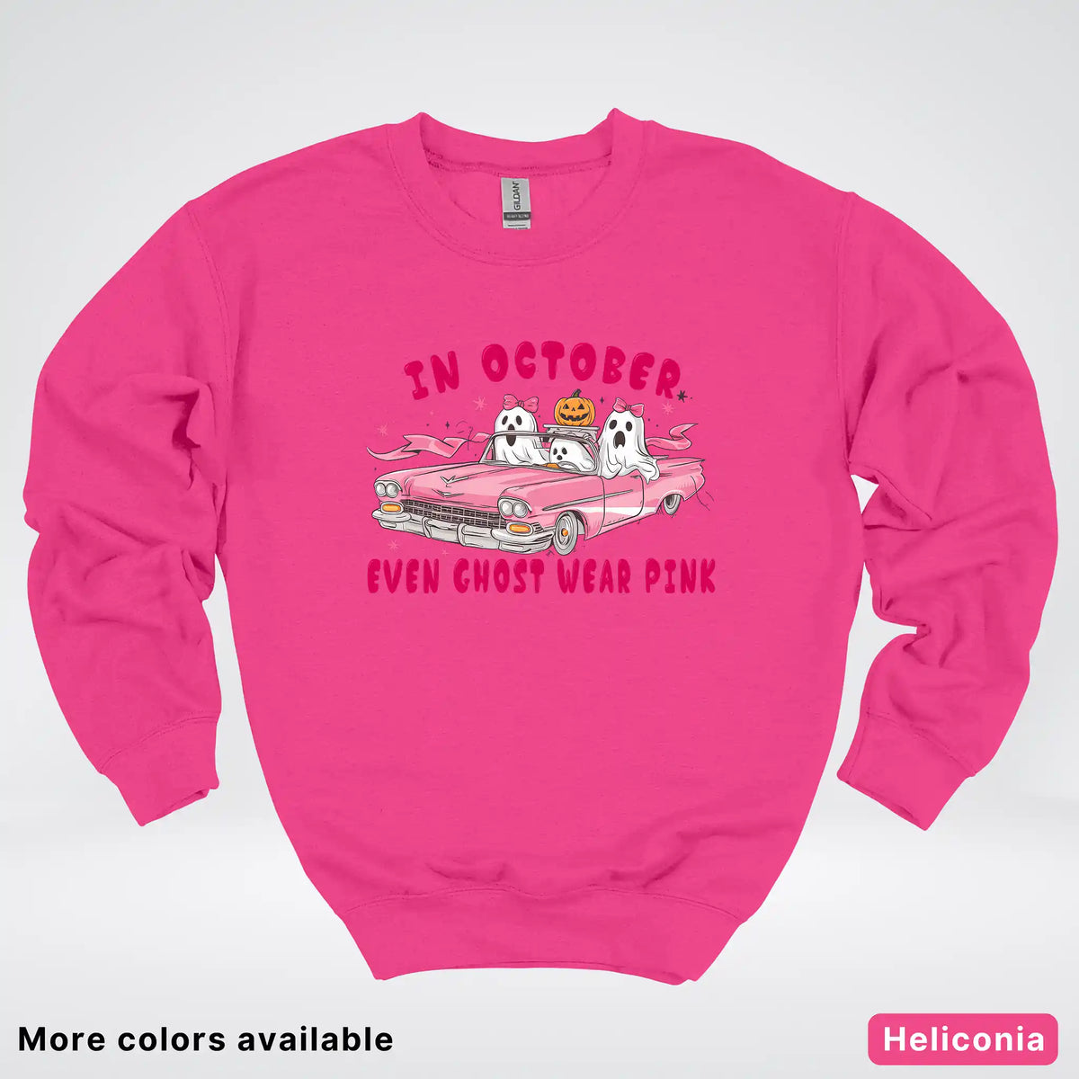 In October Even Ghost Wear Pink Breast Cancer Awareness Crewneck Sweatshirt