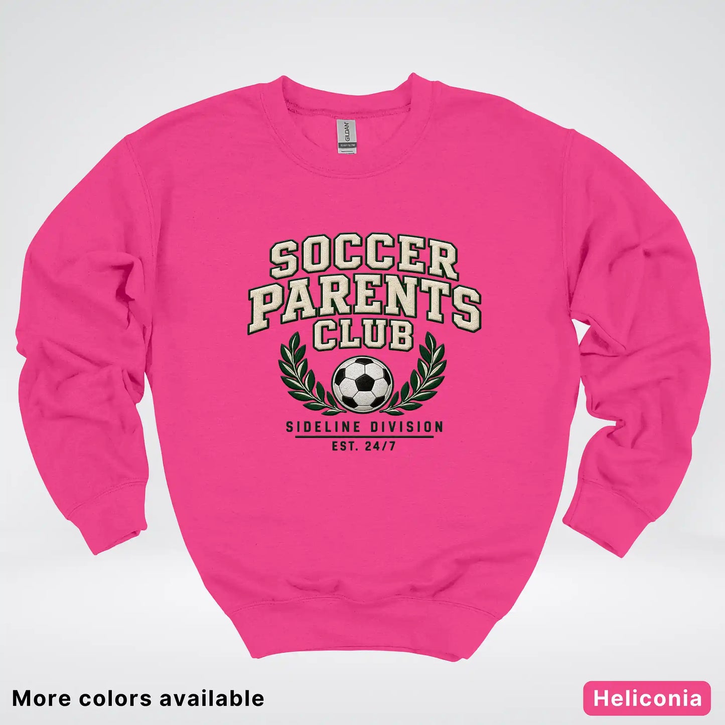 Soccer Parents Club Faux Embroidery Sideline Crewneck Sweatshirt